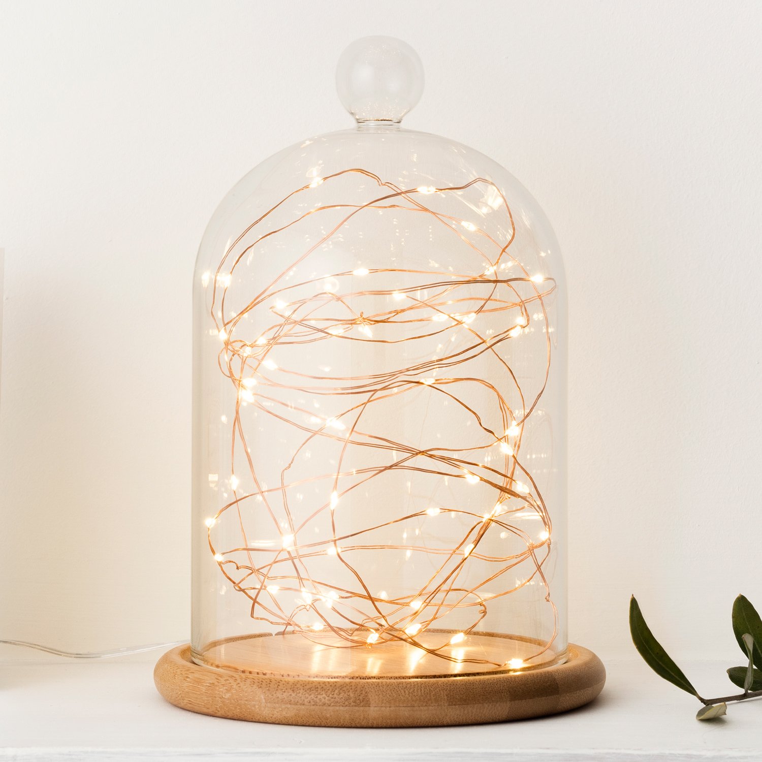 Lights4fun Copper Set Of 2 Indoor Fairy String Lights With 50 Warm White Micro Leds On Wire Battery Operated 2.45M