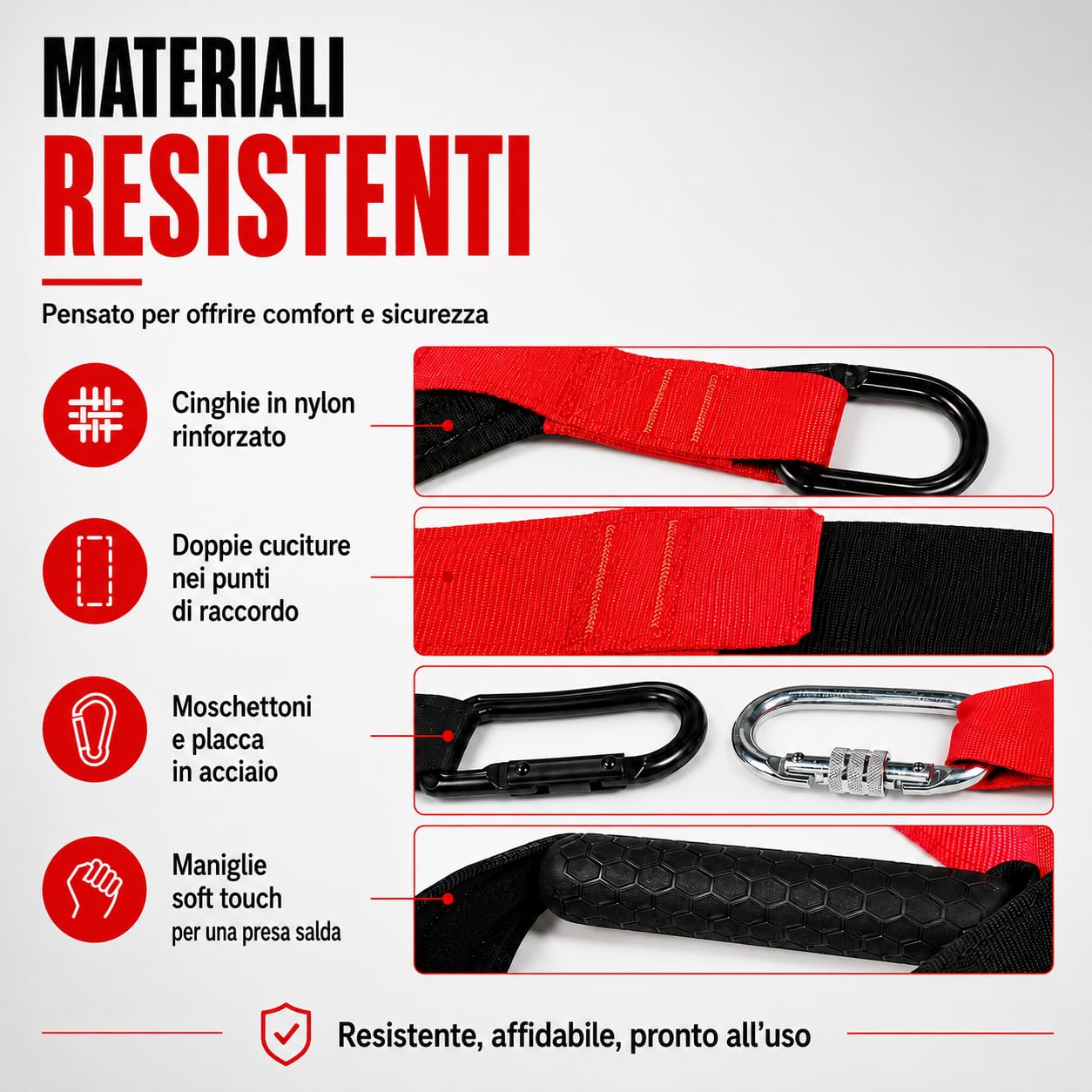 Suspension Trainer Adrenaline per Allenamento in Sospensione, Cinghie Regolabili 140-190 cm con Door Anchor, Supporto a Muro e Sacca, Attrezzo Fitness per Corpo Libero, Home Gym e Functional Training