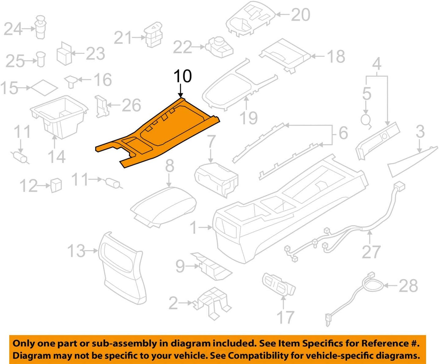 Genuine Hyundai 846663M100V2 Center Console Cover Plate, Upper