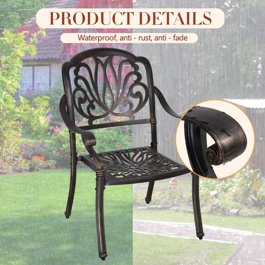 FDW Patio Chairs Dining Chairs Set of 2 Wrought Iron Patio Furniture Outdoor Chair Patio Furniture Chat Set Weather Resistant