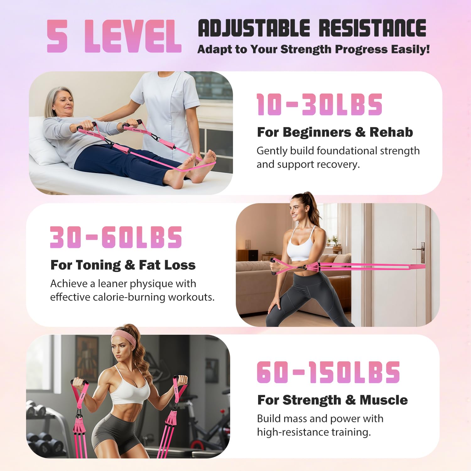 Ayombo Widerstandsbänder, Übungsbänder mit Griffen für Workout, Fitnessbänder für Frauen, Workout-Ausrüstung, Heimstudio, Trainingsbänder mit Türanker, Knöchelriemen, Formkörper, Physiotherapie