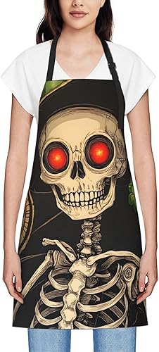 Delantal de esqueleto de Halloween, delantal de trabajo impermeable para cocina, barbacoa, fiesta, regalo perfecto de vacaciones
