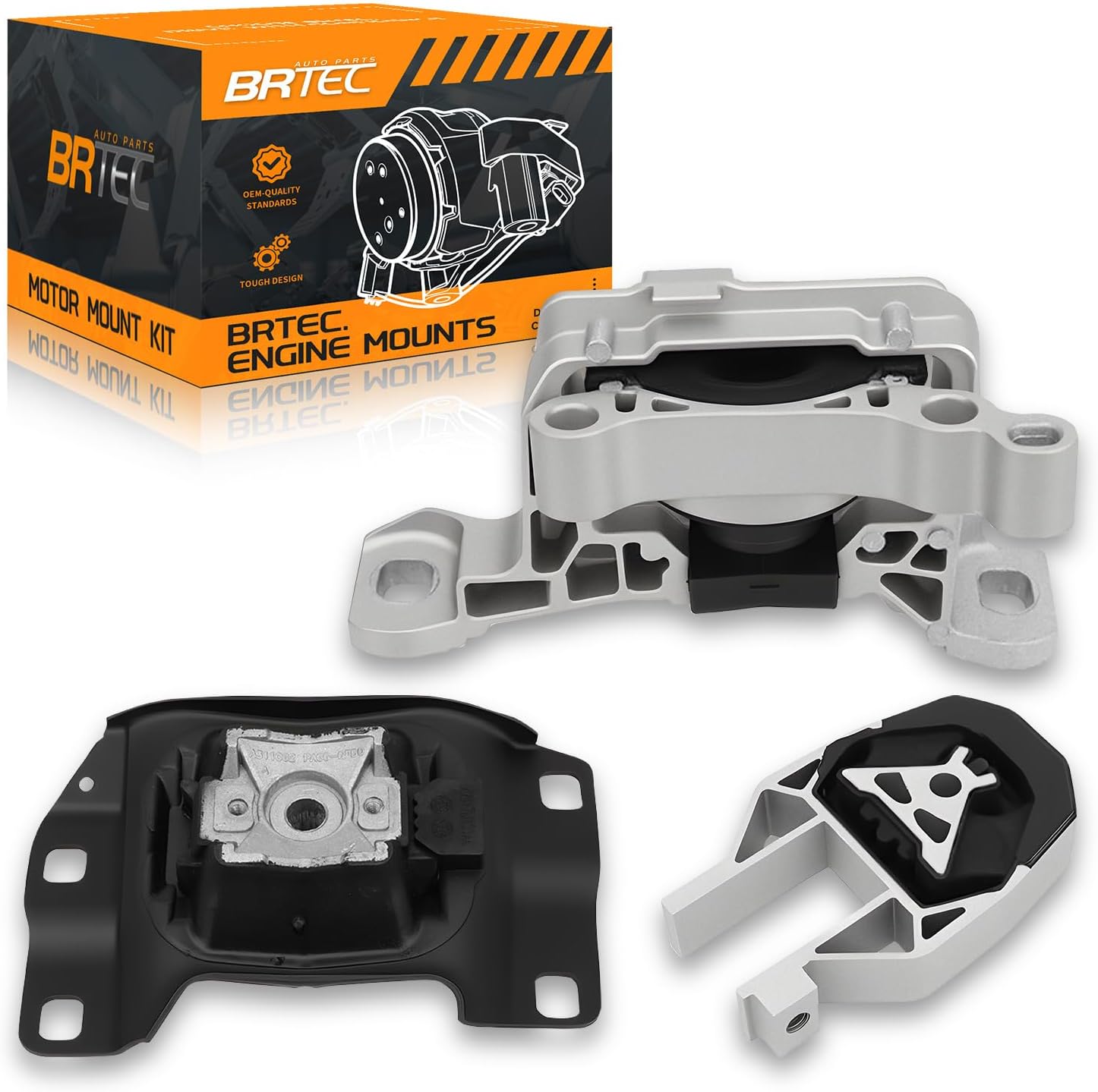 3PCS Front Engine Motor Mount Transmission Mount and Rear Lower Torque Strut Mount Kit for Ford Escape 1.6L 2013-2016 & 1.5L 2017-2019 (Silver Steel)