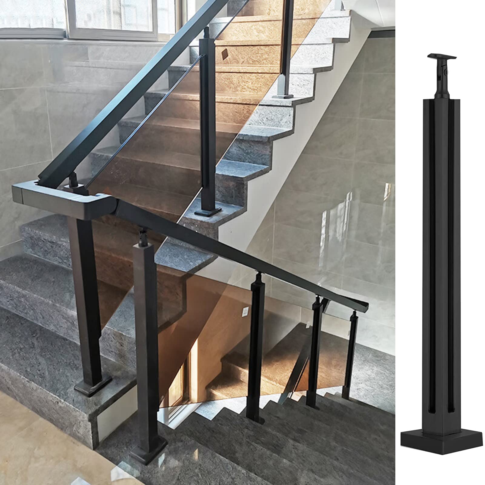 Poteau de garde-corps pour verre sur terrasse extérieure et aménagement de balcon moderne