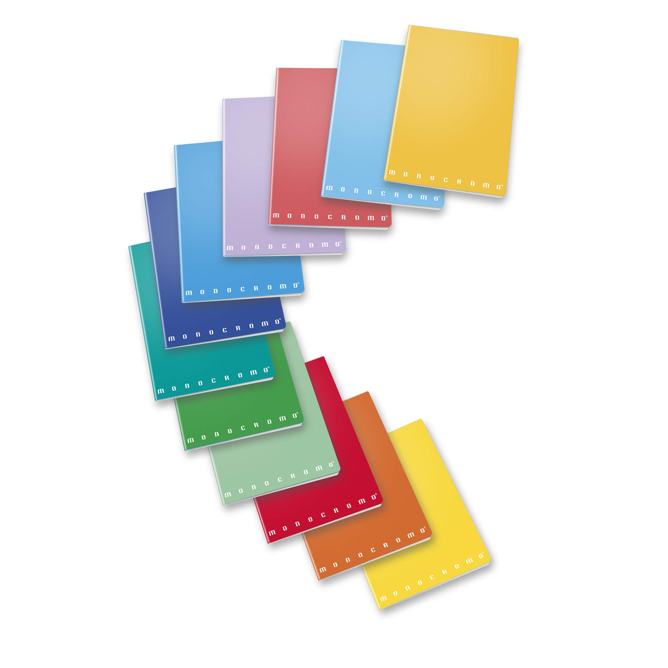 Pigna Monochrome Ruled Notebooks Var. 1R Assorted Colours A5 (15 x 21 cm) Pack of 10 - Small Notebooks