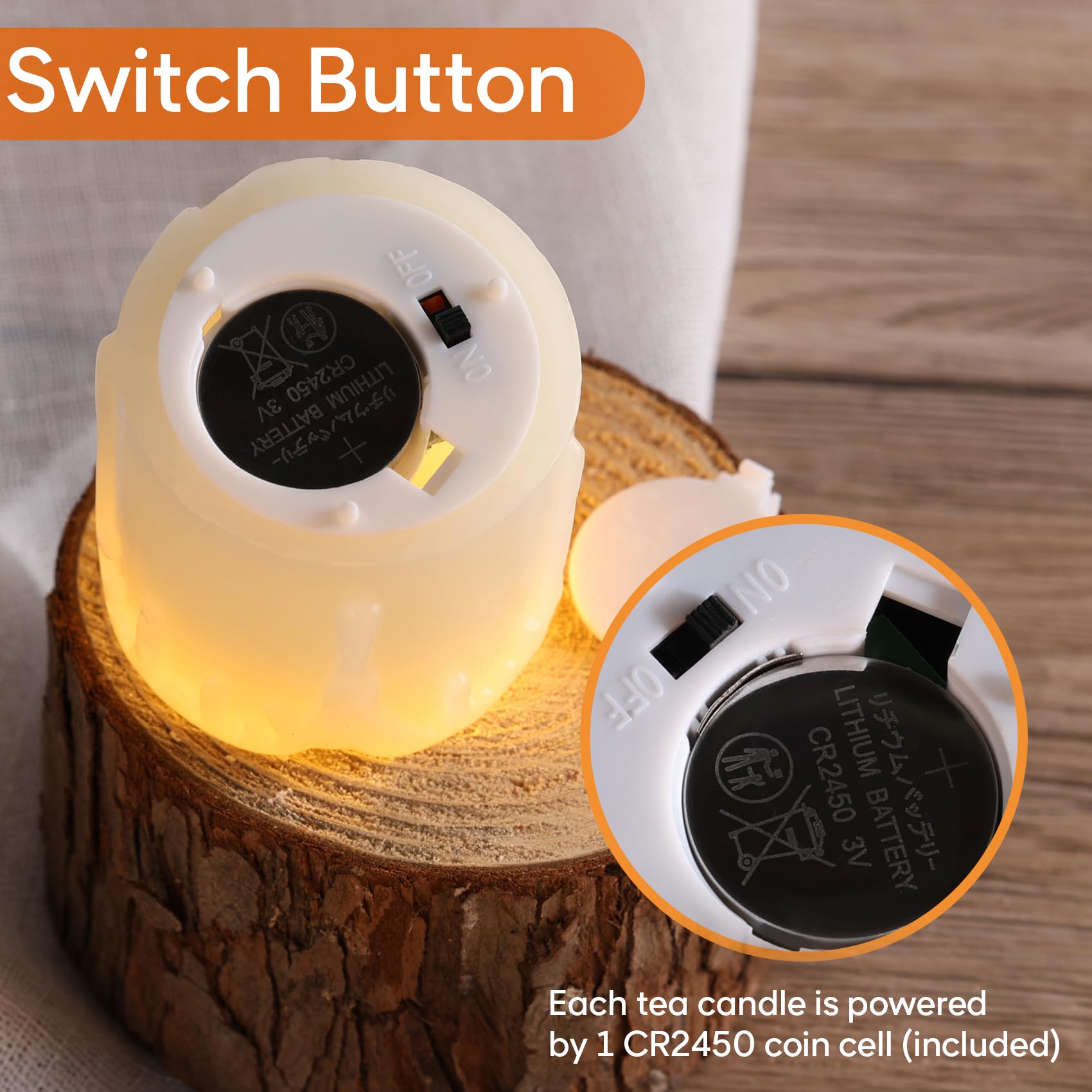 Eywamage 10 Candeline LED A Batteria Con Telecomando - Effetto Fiamma Realistico, Avorio, Sicure Per Bambini E Animali