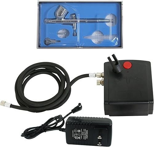 Miniatura 3 de ZENY TC-100K kit de compresor y aerógrafo de acción doble, juego de aerógrafo doble en espray, herramienta de máquina de tatuaje