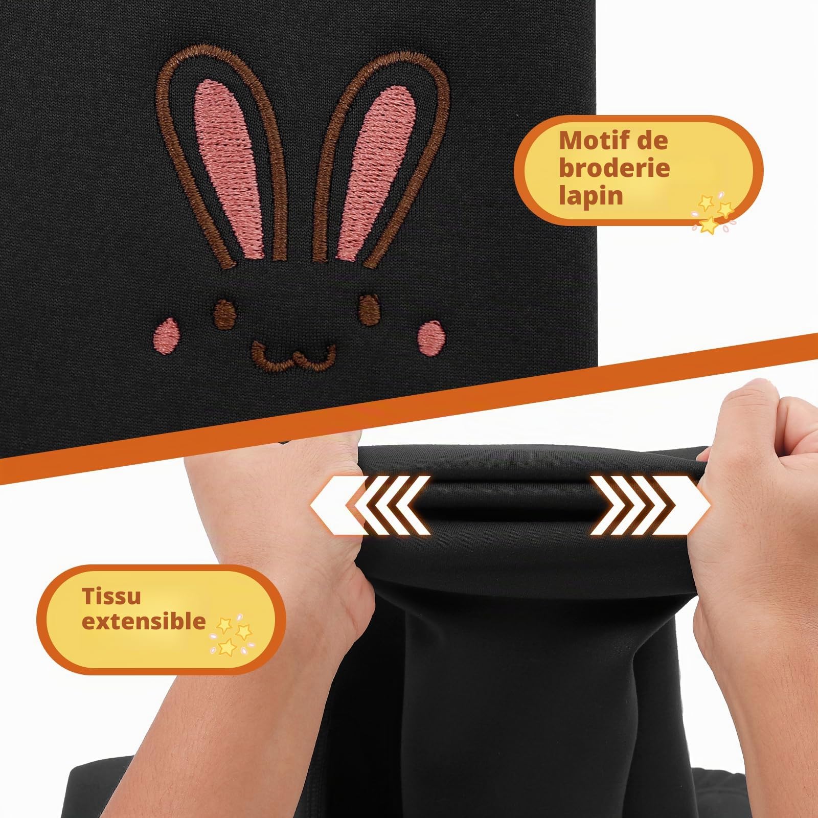 MASOCIO Lot de 2 Legging Polaire Chaud Fille Pantalon Thermique Enfants Broderie de Lapin 4-13 Ans