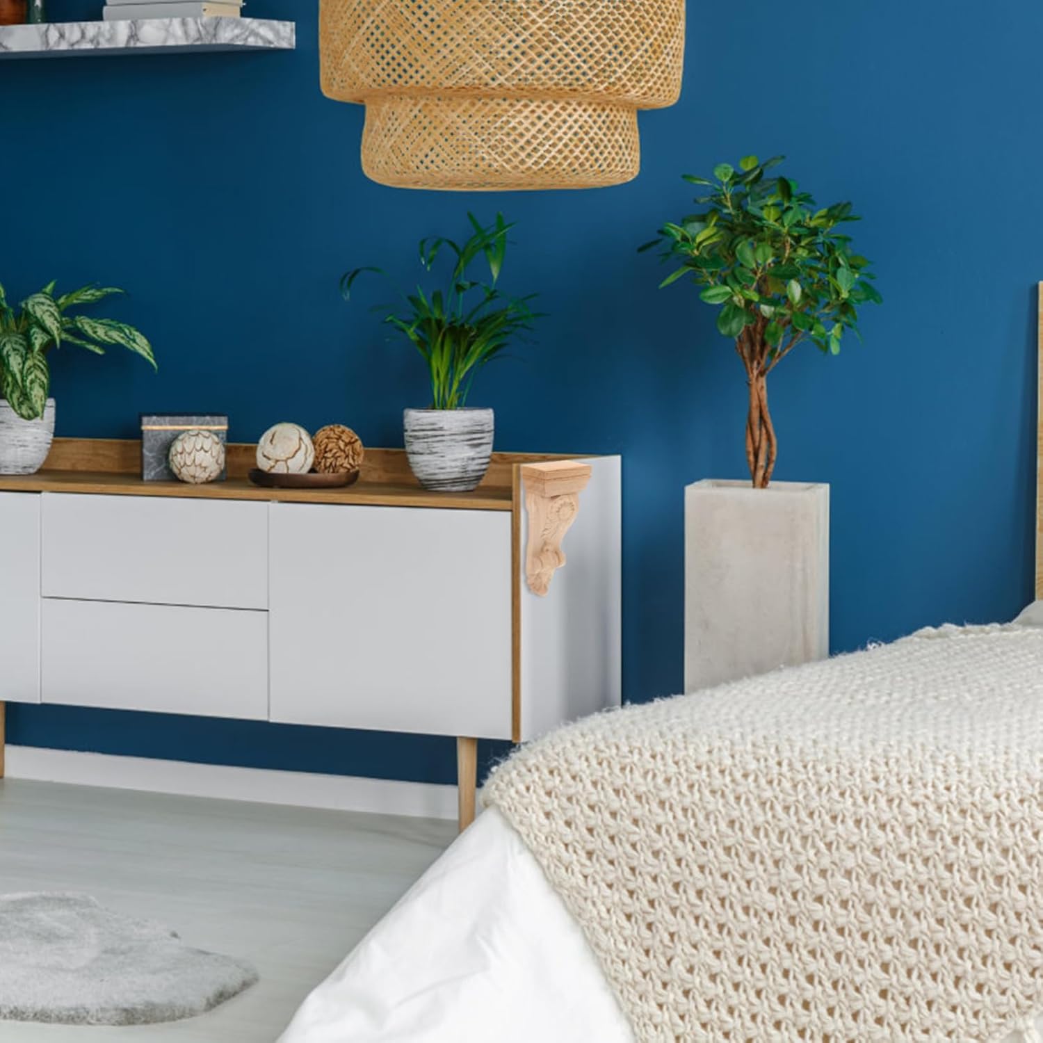 BESTonZON 5pcs Decorative Solid Wood Corner Moulding Trim for Living European Style Carved Wood Corbels for Home Decor Sturdy and Timeless Design