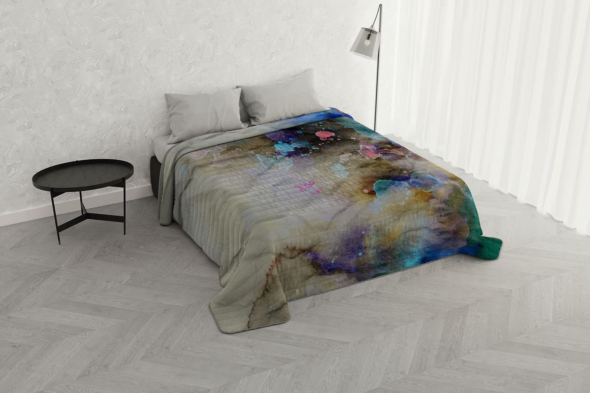 Italian Bed Linen KI-OSA Digital Print Summer Quilt, Microfibre, 622, Double
