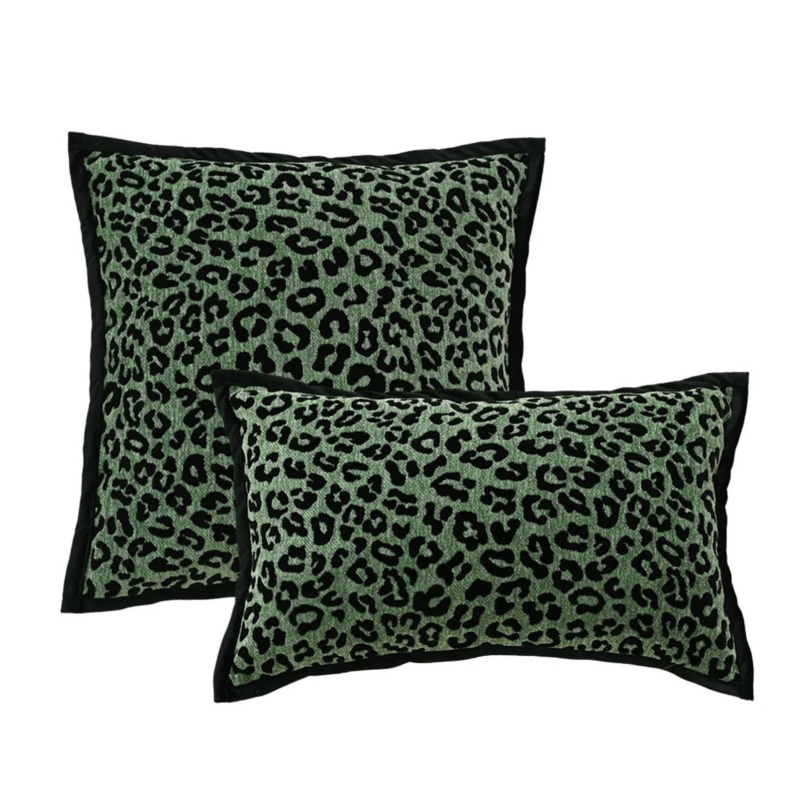 IUVYTA Chenille Pillow Covers Green Cushion Cover 45x45cm Chenille Jacquard Plush Throw Pillow Decoration Ethnic Living(Leopard B 30x50cm)