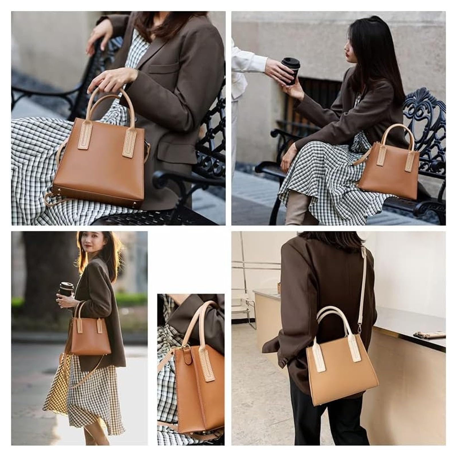POPSEWING Leder-Handtaschen-Set für Damen mit Griffen oben, DIY-Umhängetasche mit Nähset, handgefertigtes Taschen-Set für Mutter, Freundin, Geburtstag, Weihnachten, Geschenk (schwarz)