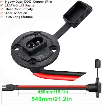 10AWG SAE Connector,Weatherproof Socket Sidewall Port,50CM.