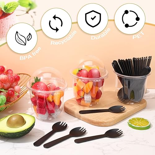 Miniatura 2 de Paquete de 200 vasos desechables de plástico transparente para postre, yogur, parfait y plátano, pudín para mascotas, con 200 espátulas para fiesta