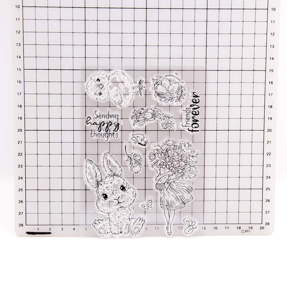 Timbri Pasqua Trasparenti - Set Creativo Per Biglietti Fai Da Te Con Coniglietti E Uova - Foto 5