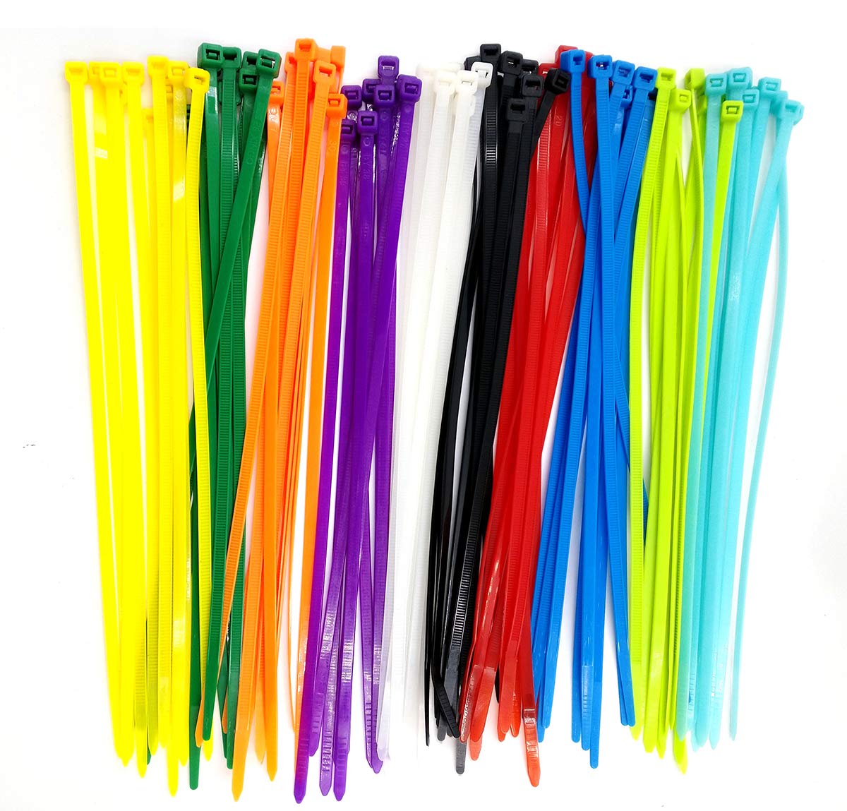 Bridas de nailon resistentes con cierre automático, 10 colores en Ethernet, con cremallera negra UV (100 unidades)