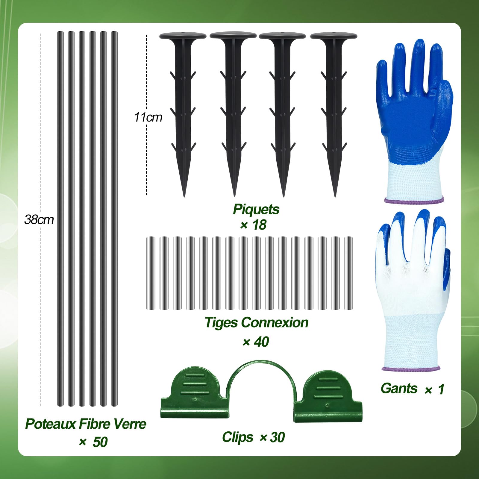 YADODO Arceau pour Serre Tunnel, 50 PCS Arceaux Serre de Jardin avec 30 Clips Kit de Maison de Cerceau De Jardin, Arceau de Jardin,Cerceau pour Serre de Jardin, Garden Arceaux pour Serre Tunnel