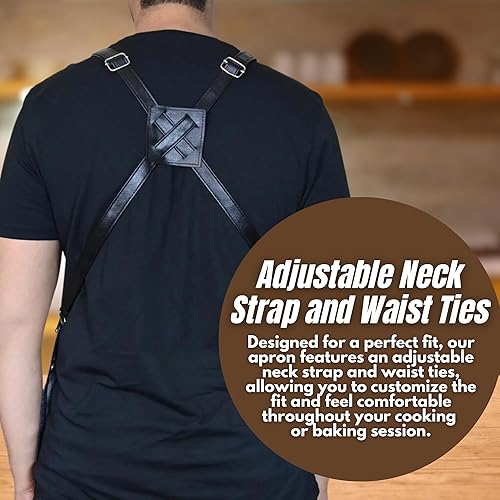 Miniatura 8 de TBP Delantal de peluquero profesional con 8 bolsillos de cuero impermeables, resistente de alta calidad, ideal para estilistas, cocina, chef