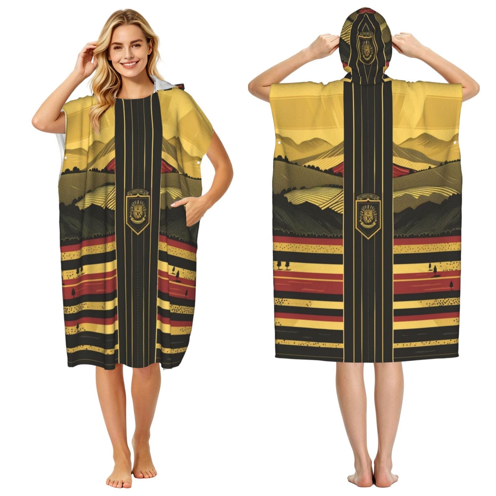 Rhineland Palatinate State Flag Adult Hooded Beach Poncho Towel 43"X35"