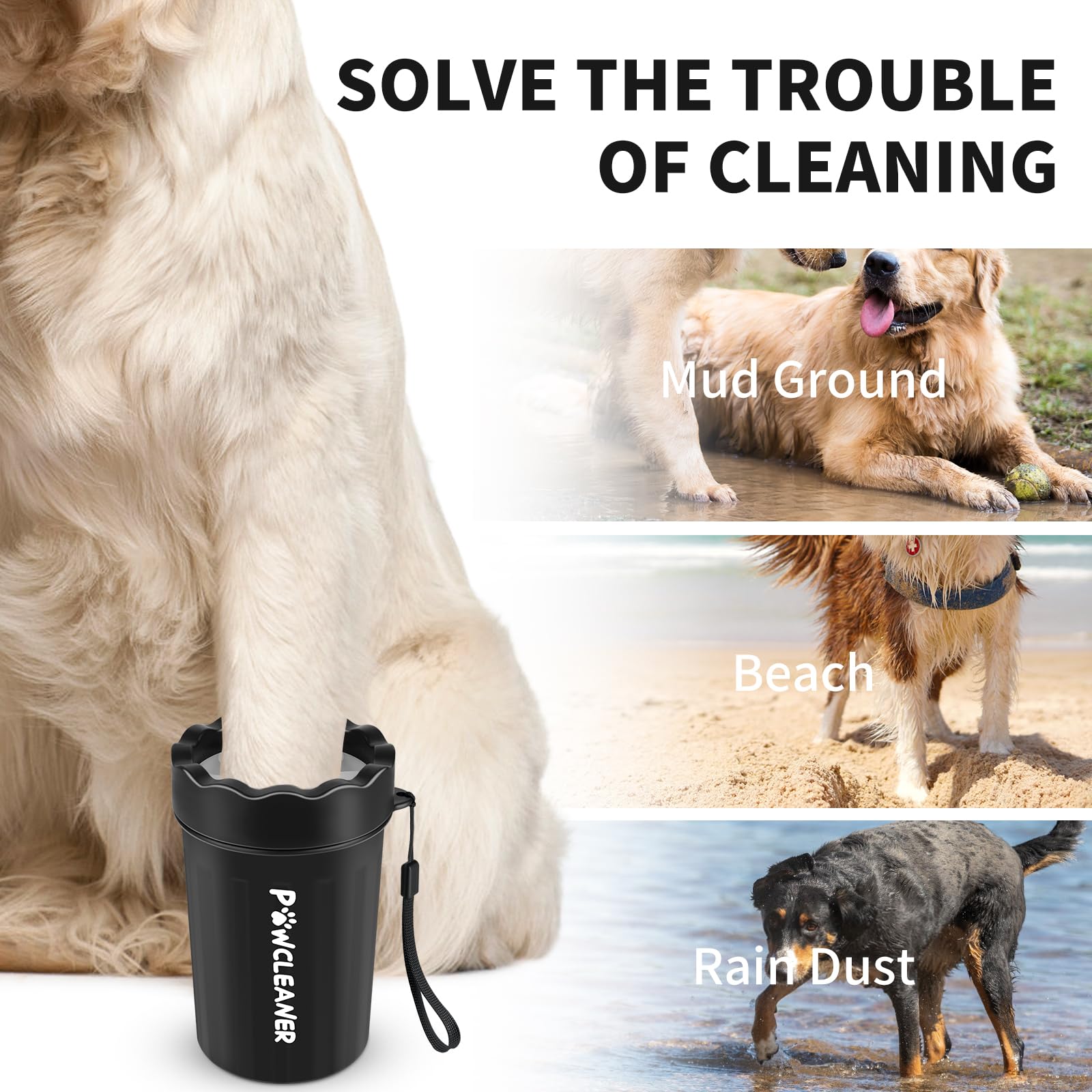 Professional 7 in 1 Dog Paw Cleaner for Dogs & Cats - Includes 1 Portable Paw Washer, 1 Bath Brush, 2 Dog Toothbrushes and 3 Absorbent Towels Note: Fits Paws 1.5 to 2.5 Inches Wide (Medium, Black) - image 3