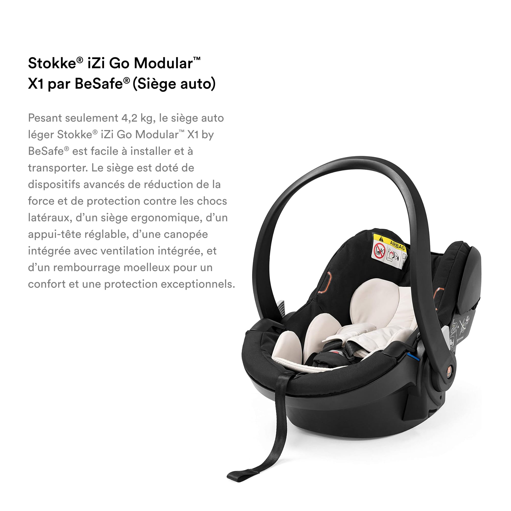 Stokke iZi Go Modular X1 by BeSafe, Black Car Seat for Babies 0-12