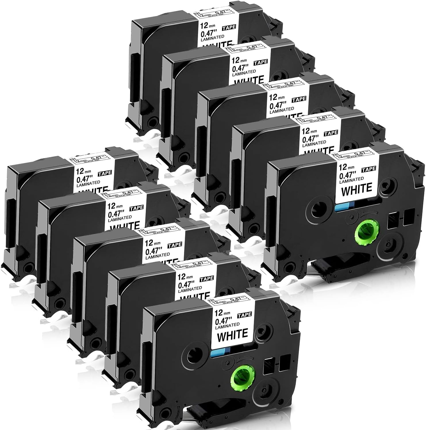 10Pack TZe231 Tz Tape 12mm Laminated Ptouch Label Maker Tape TZ231