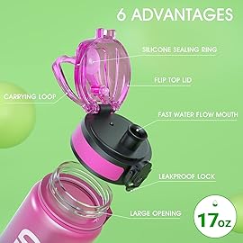 Sahara Sailor Water Bottles, 17oz Motivational Sports Water Bottle with Time Marker - Times to Drink - Tritan, BPA Free, Wide Mouth Leakproof, Fast Flow Technology with Clean Brush (1 Bottle)