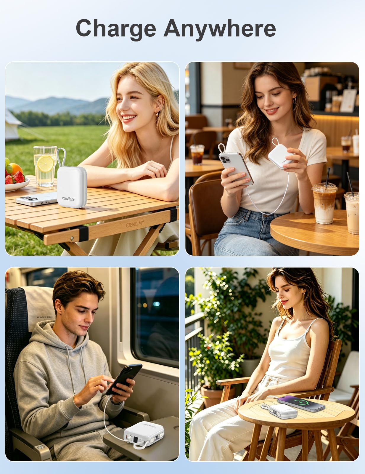 Power Bank da 10000 mAh con Lightning integrato e USB‑C, ricarica rapida da 22,5 W, display digitale a LED, caricabatterie portatile sottile da 176 g per iPhone 17/14 e Android