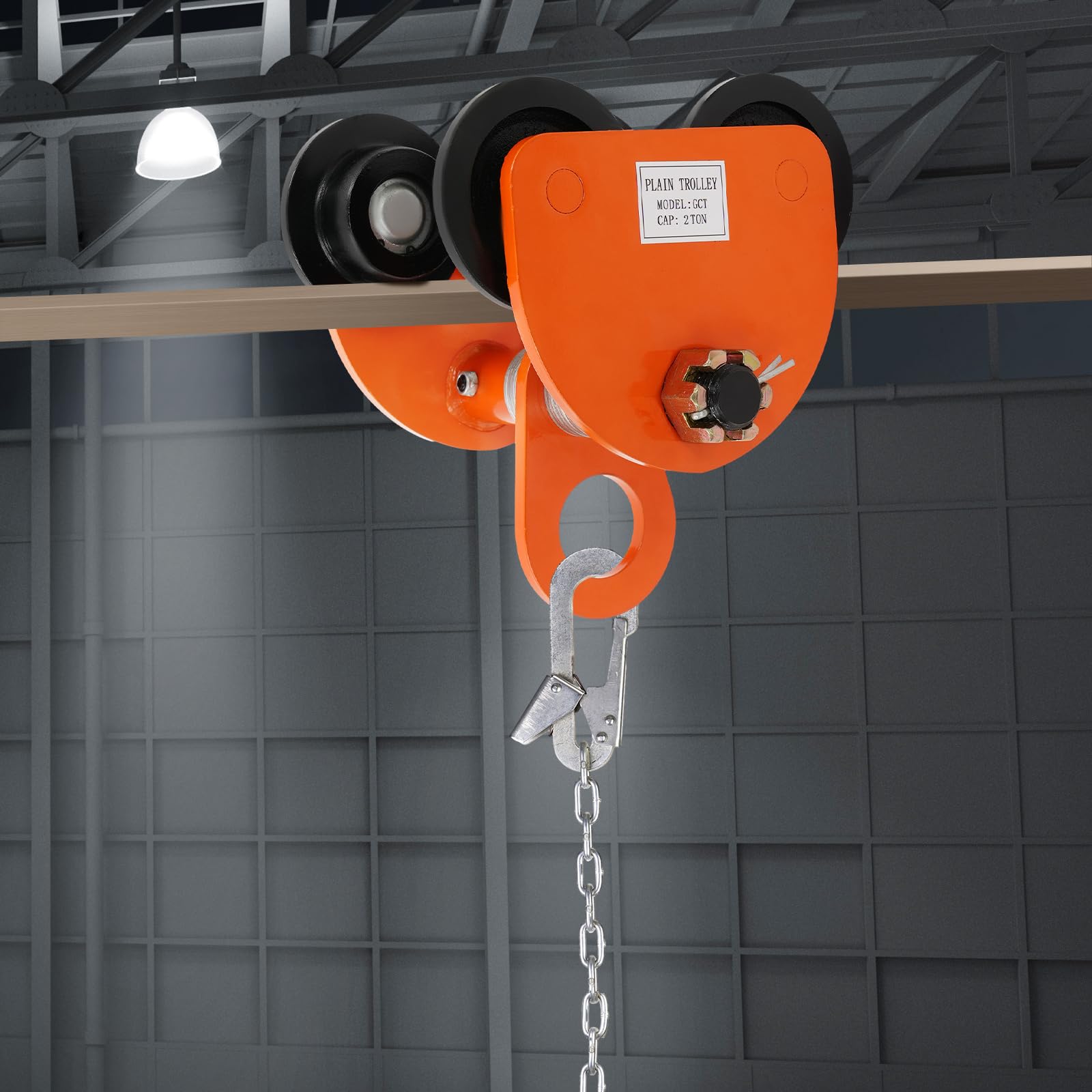 Carrello a travi manuale da 2 tonnellate con ruote per supporto | Acciaio rivestito, larghezza 90-140 mm, portata 2 tonnellate, utilizzabile immediatamente per fabbrica e cantiere