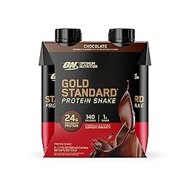 Optimum Nutrition Gold Standard Protein Shake, 24g Protein, Ready to Drink Protein Shake, Gluten Free, Vitamin C for Immune Support, Chocolate, 11 Fl Oz, Pack of 4 (Packaging May Vary)