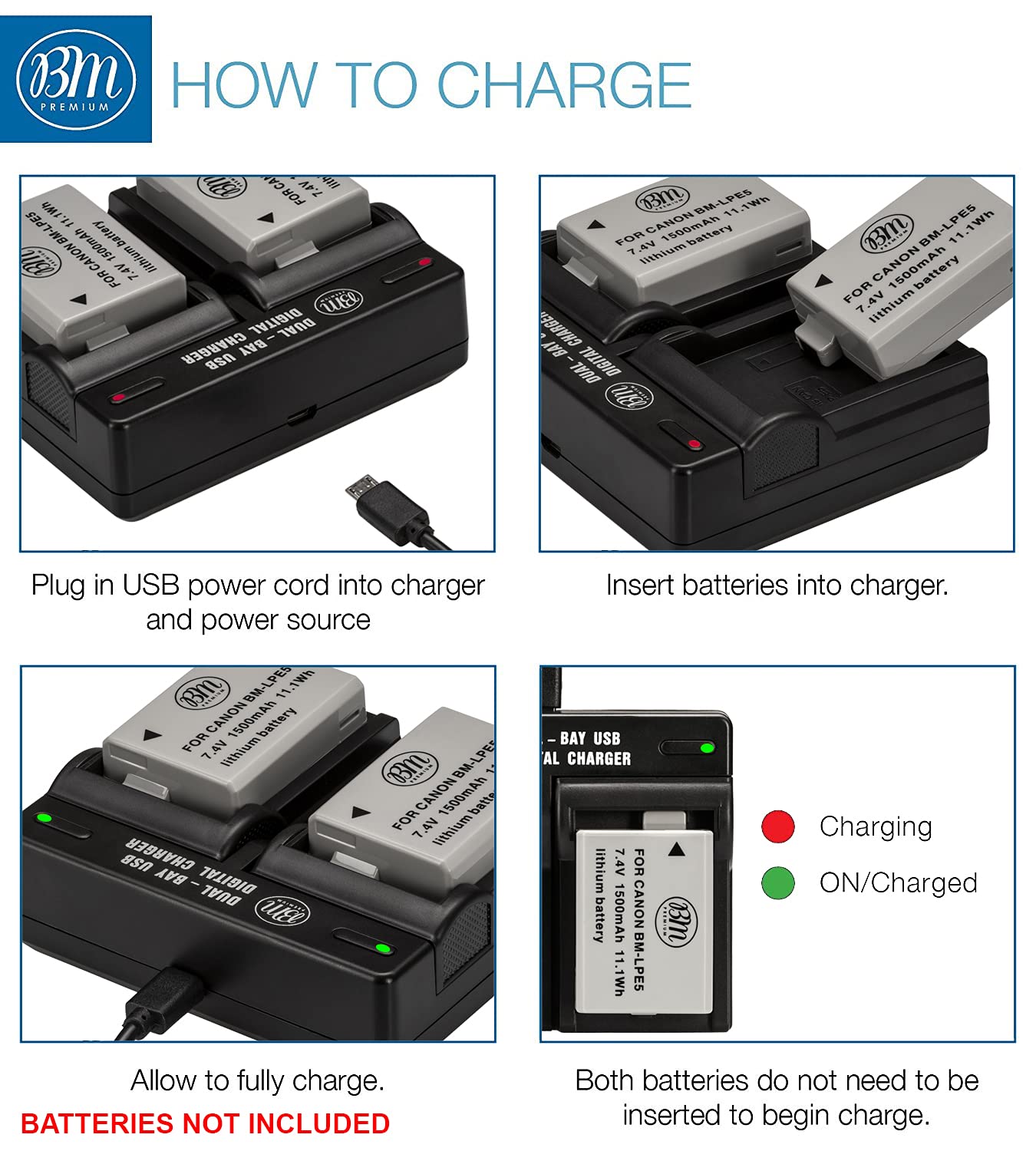 Amazon.com : BM Premium LP-E5 Dual Bay Battery Charger for Canon