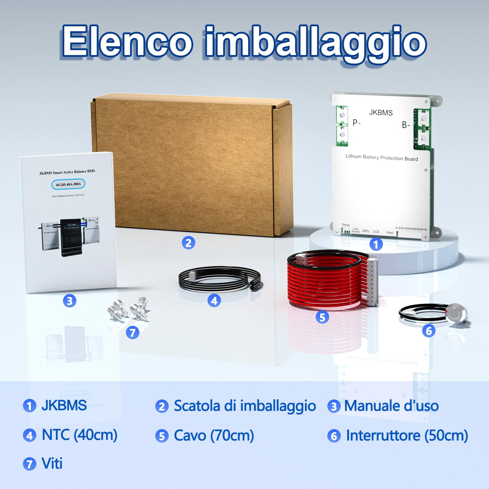 JKBMS Smart BMS 3S-8S 12V-24V 200A 2A Active Balance BMS con Bluetooth integrato e RS485, Scheda di Protezione per Batterie Li-Ion, LiFePO4 e LTO (JK-B2A8S20P)