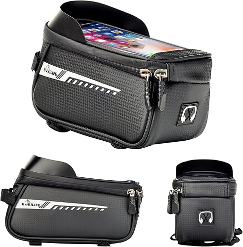 Miniatura 4 de Bolsa de soporte para teléfono con marco frontal para bicicleta, resistente al agua, para ciclismo, teléfono, GPS, compatible con teléfonos