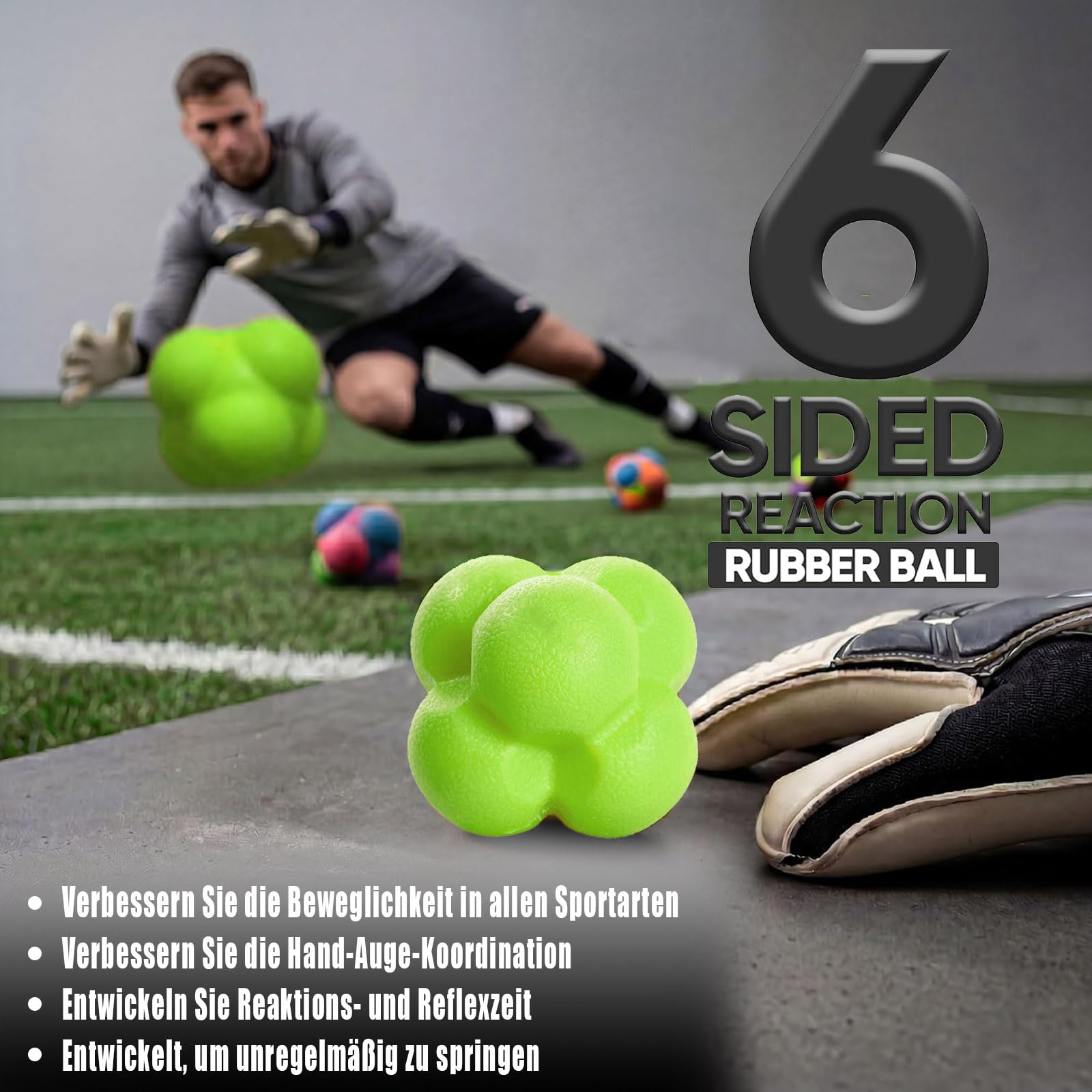 Accessori per allenamento da calcio, scala di coordinazione da 6 m con 12 coni, 4 ostacoli con 8 coni + 4 barre, palla di reazione, paracadute di resistenza, aste per slalom, set per