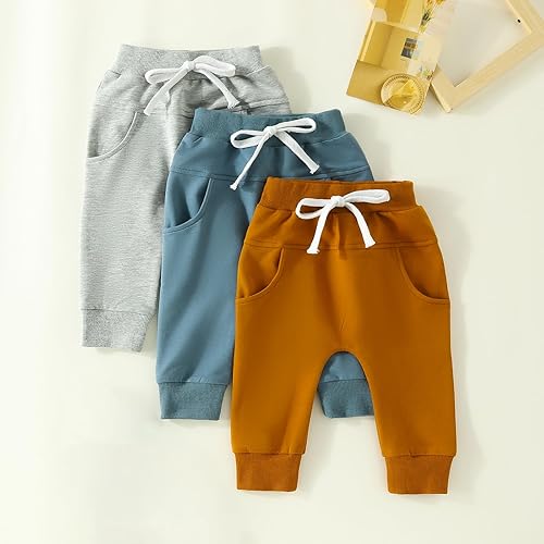 Miniatura 2 de Pantalones de bebé para niños, pantalones harén para niños, pantalones deportivos casuales de color sólido, pantalones deportivos con bolsillo,