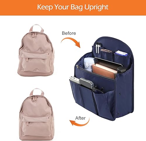 Miniatura 5 de Surblue Organizador de Mochila con Forro y Bolsillo Colgante para Viaje, Organizador de Bolso y Bandolera con Divisores de Alta Capacidad, Plegable