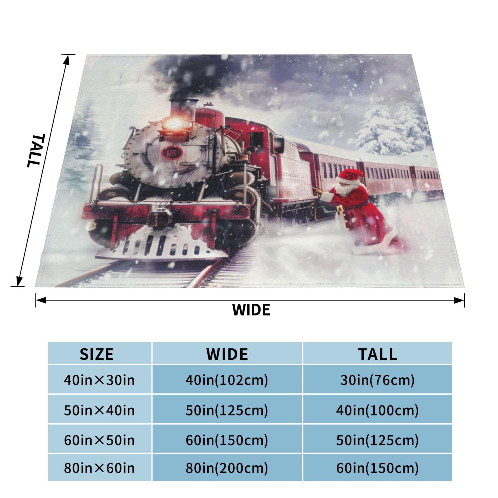 Mexpekil Coperta invernale con treno a vapore, motivo natalizio con fiocco di neve, morbida e calda, in flanella, decorativa, per letto, divano, viaggio, 125 x 150 cm