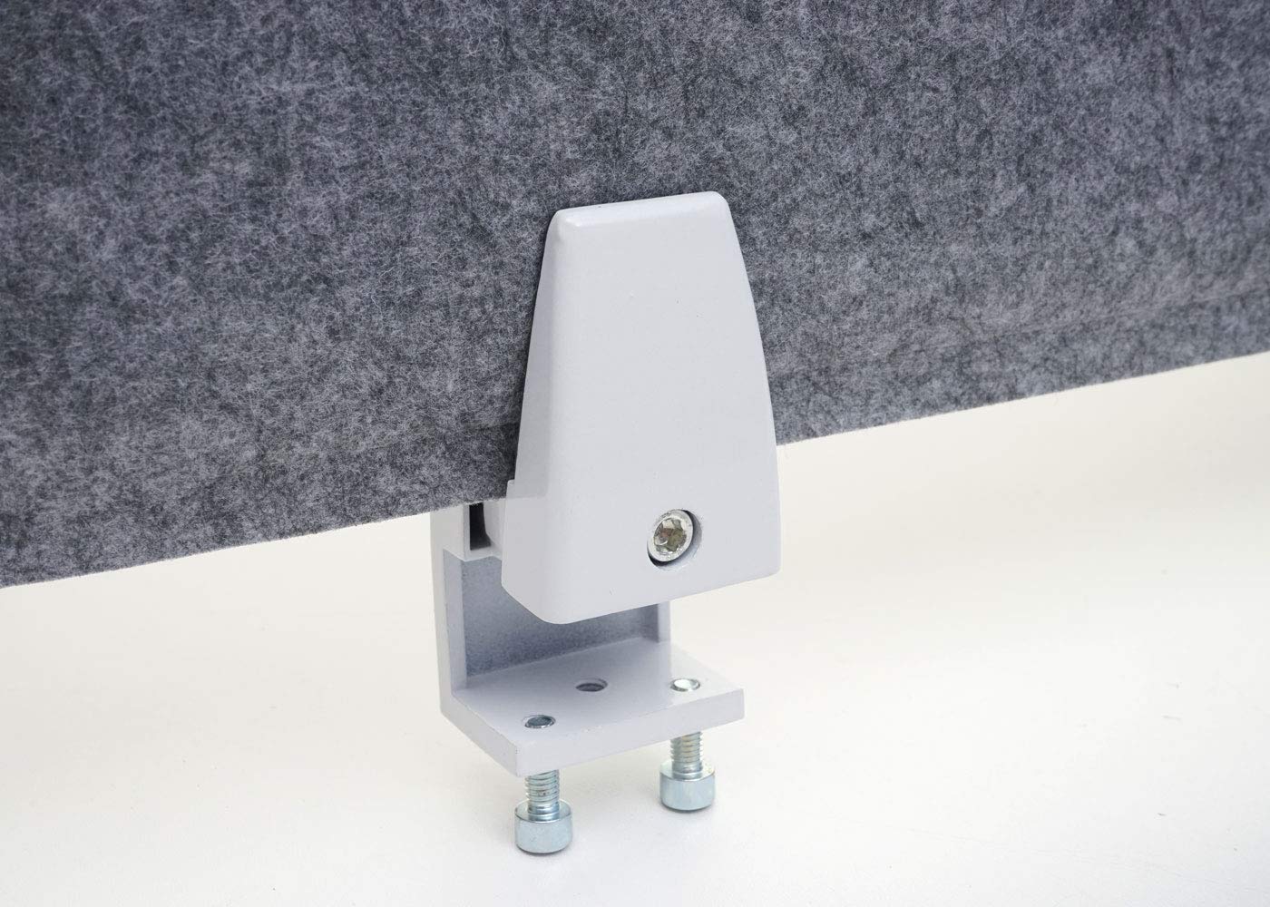 Cloison de table HWC-G76 avec clips tissu textile avec gaufrage 100x30cm gris