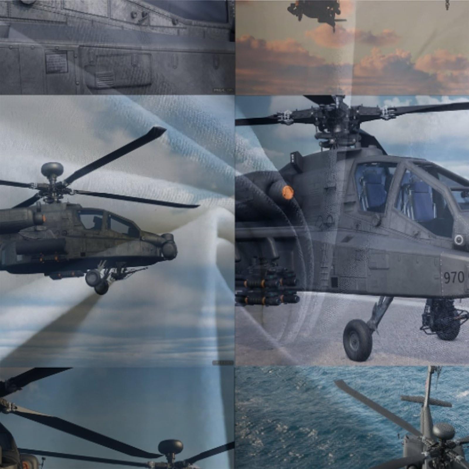 Śmigłowce Armed 500 Thread Count Apache Poszewka na kołdrę i poszewki na poduszki, miękka mikrofibra Poszewka na kołdrę, luksusowa miękka oddychająca kołdra King(220x240cm)
