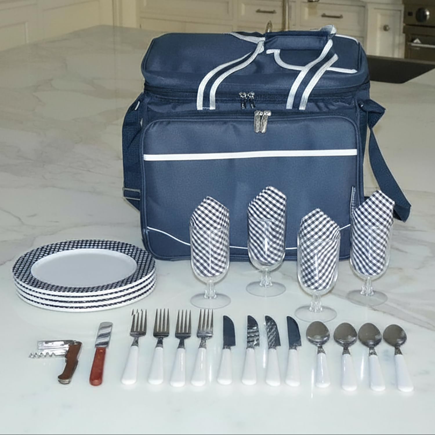 Picnic at Ascot Original Insulated picnic cooler with Service for 4 -Designed & Assembled in the USA