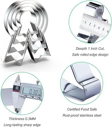 Miniatura 3 de Juego de cortador de galletas con medalla de premio para hornear, 5432 pulgadas, 4 piezas, acero inoxidable