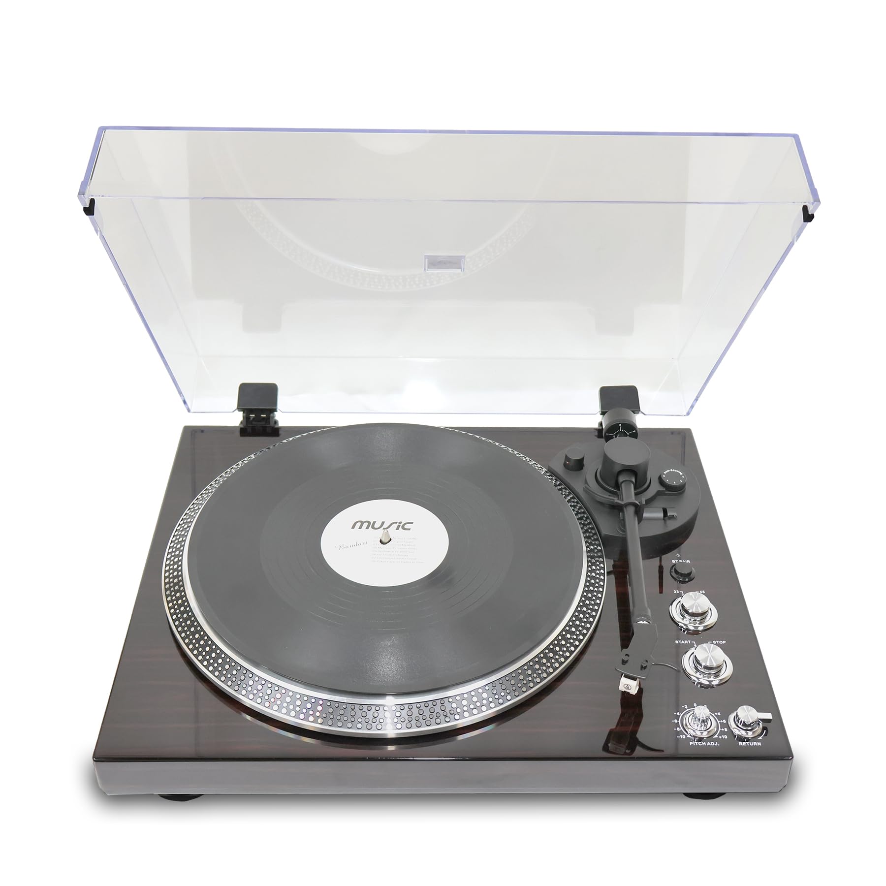 Giradischi con trasmissione a cinghia con giradischi con altoparlanti integrati per dischi in vinile, supporto vintage 33 e 45 giri/min, con cartuccia magnetica avanzata, per Natale o compleanno