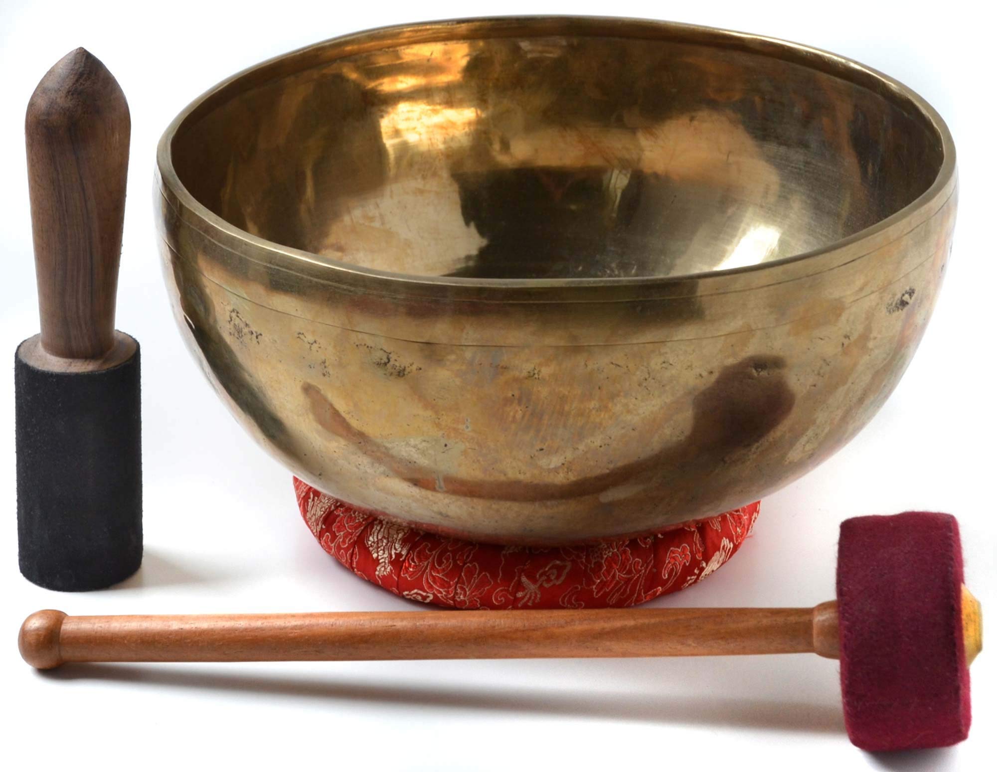 Bols tibétains en métal doré 1700-1800 g pour rituel de yoga quotidien