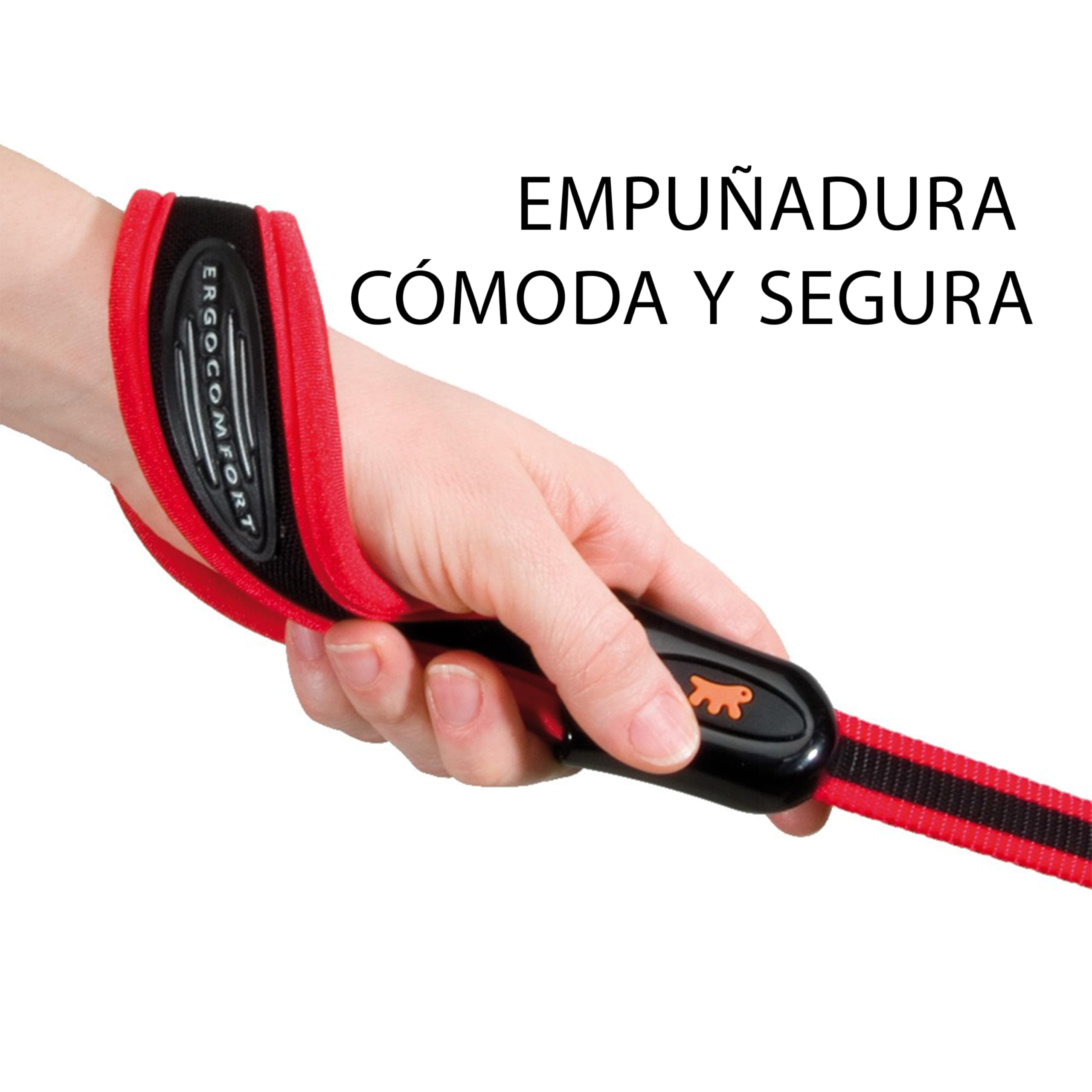 Ferplast Guinzaglio per cani in nylon ERGOCOMFORT G15/120, Impugnatura Ergonomica, Soffice imbottitura, Lunghezza 120 cm x 2,5 cm, Rosso