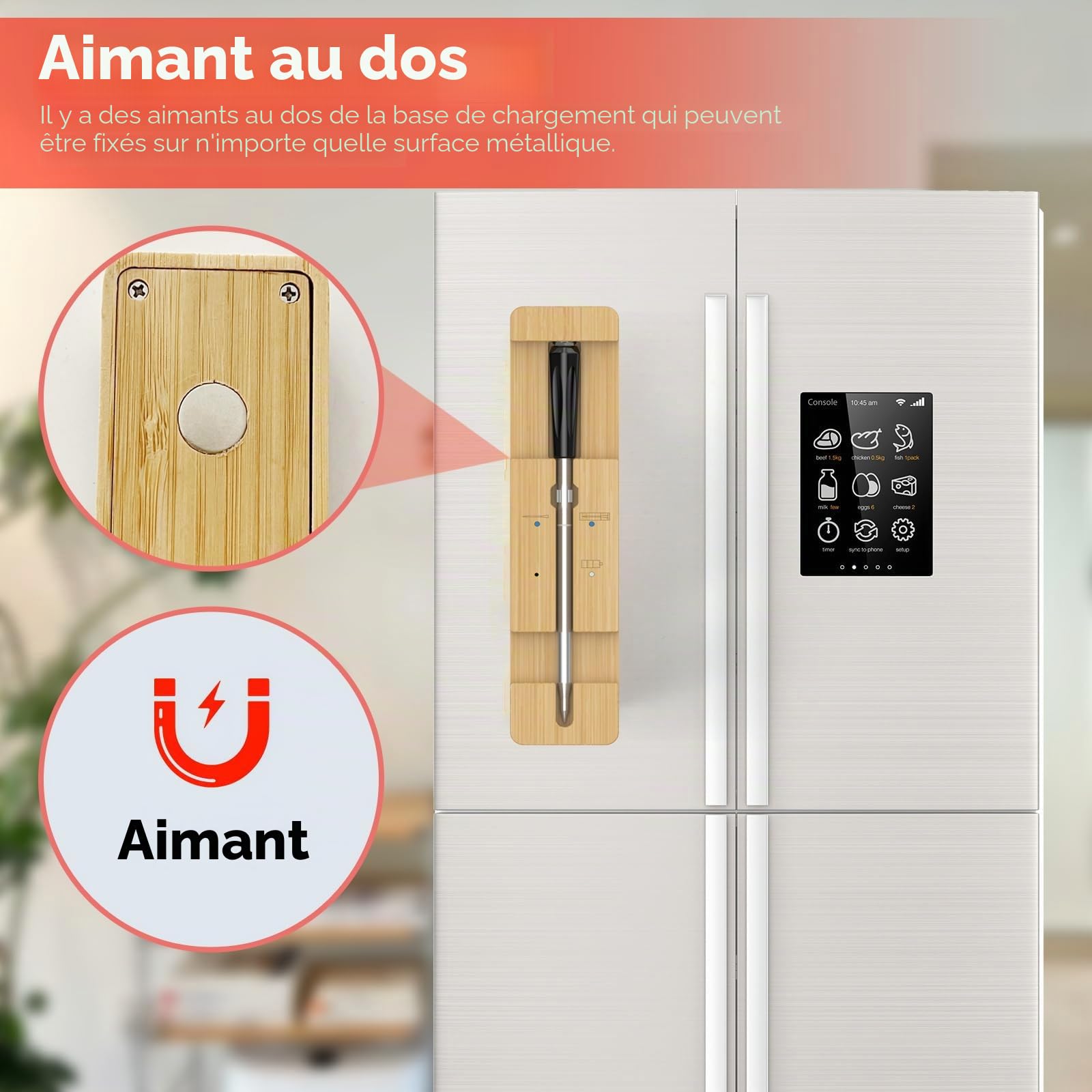 Thermomètre Cuisine Sans Fil, Thermometre Cuisson avec App et Double Capteur, Bluetooth IP67 Étanche Sonde Thermomètre Culinaire pour BBQ, Grill, Fumoir, Four, Sous Vide