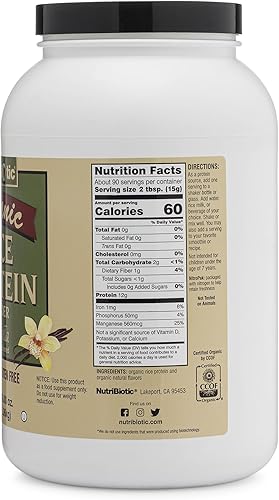 Vista 12 de NutriBiotic Proteína de arroz orgánica certificada, lisa, 3 libras, proteína vegana baja en carbohidratos en polvo, cruda, certificada Kosher y apta