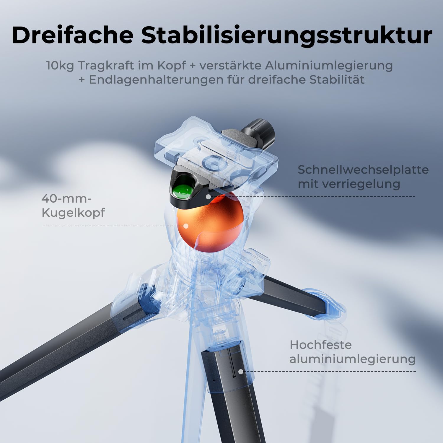 K&F CONCEPT Kamera Stativ Handy Stativ,187cm Kamerastativ, Tripod für Smartphone mit Handy Tablet Halterung, Aluminium Reisestativ A305A1+BH-40