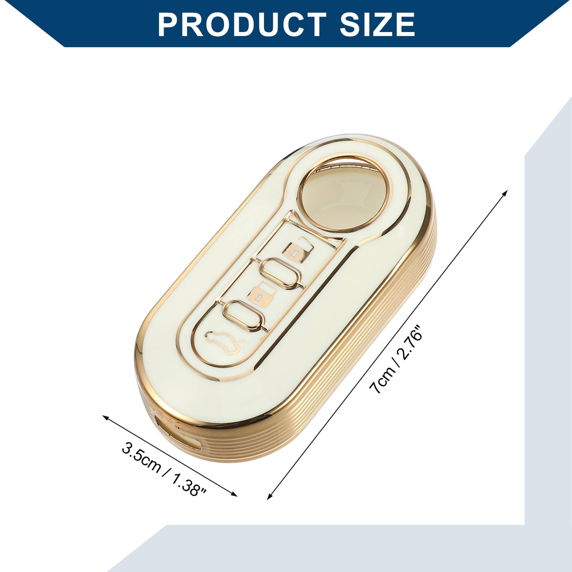 Coque De Clé Voiture Fiat 500 - Protection TPU Souple - Blanche Rose - Taille Unique - Cadeau Idéal - 2