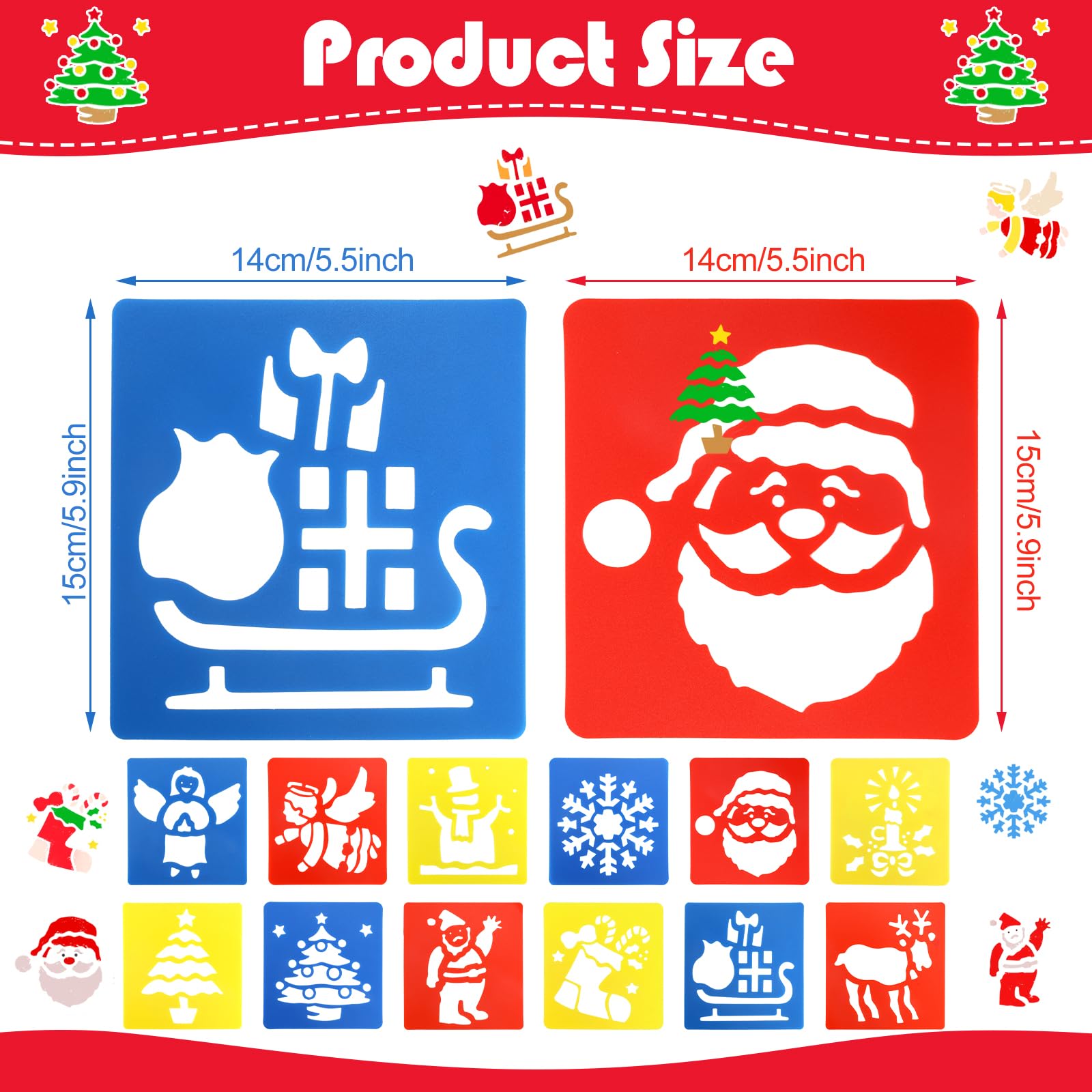 DPKOW 12pcs Christmas Stencils Crafts for Kids Xmas Painting Stencils Drawing Template Card Making kits DIY Craft Painting Supplies - Image 3