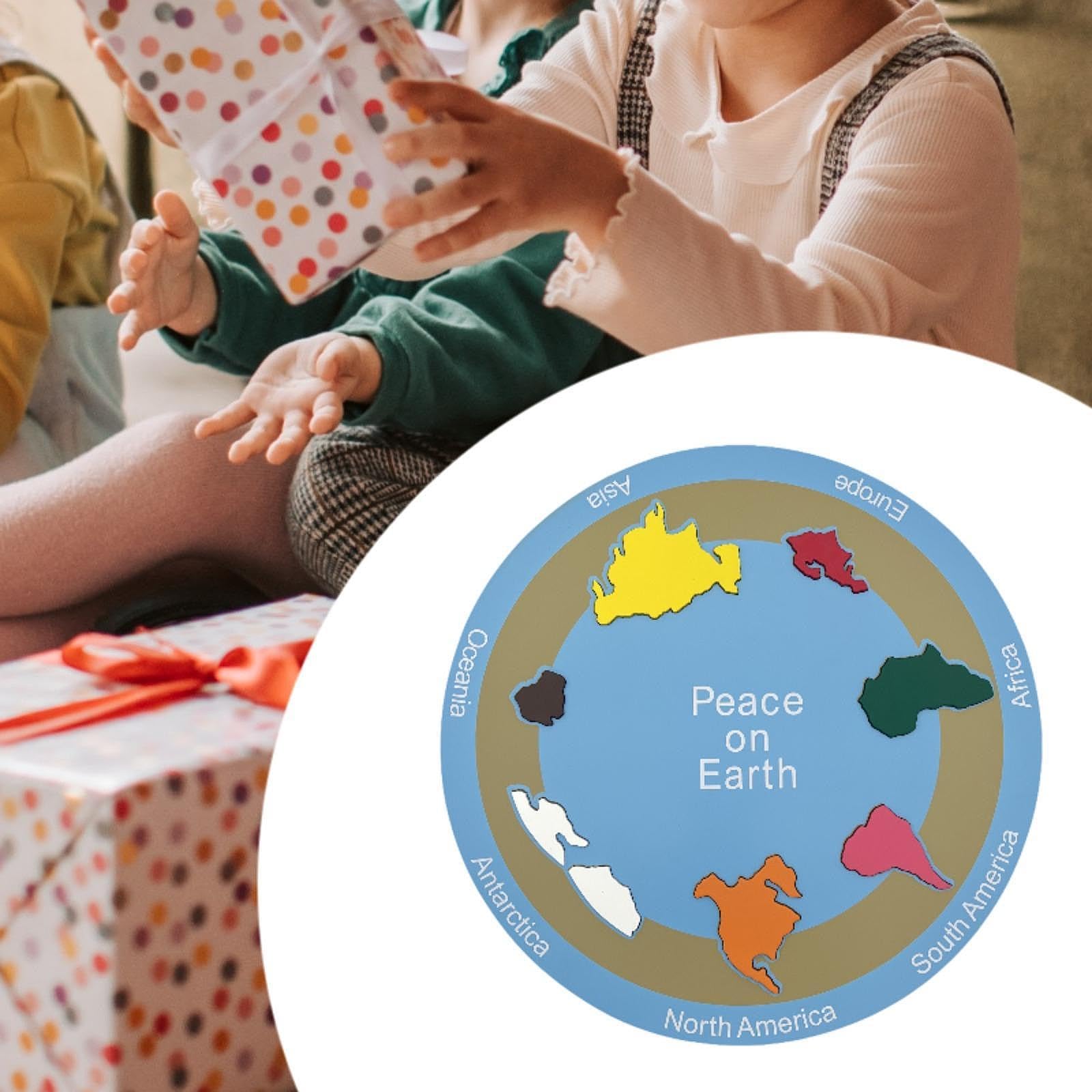 Perfeclan Rompecabezas de Madera, Juguetes educativos, Madera cognitiva de Color, Rompecabezas de 7 continentes, Juguete Montessori para niños y niñas, Regalos